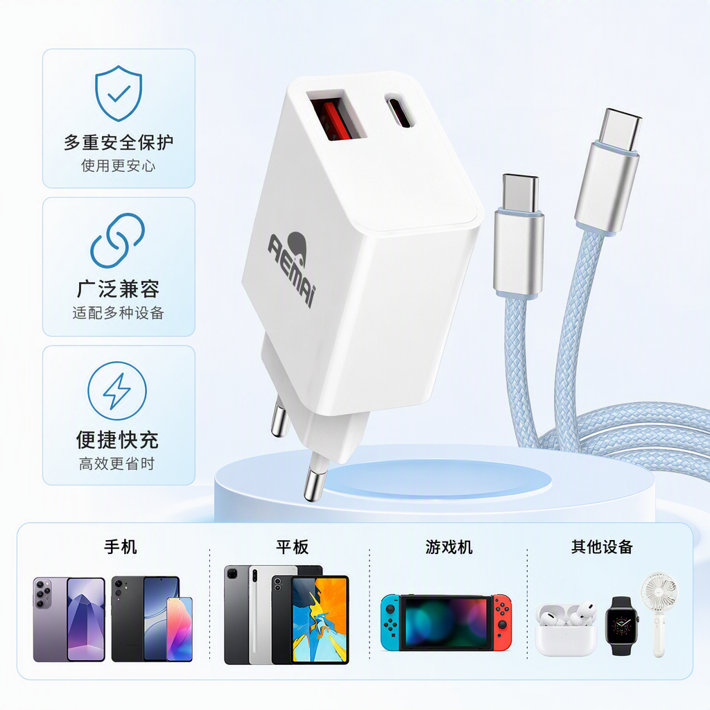 The white charger portable packaging box set, a multi-functional travel charging accessory storage box, is simple and fashionable