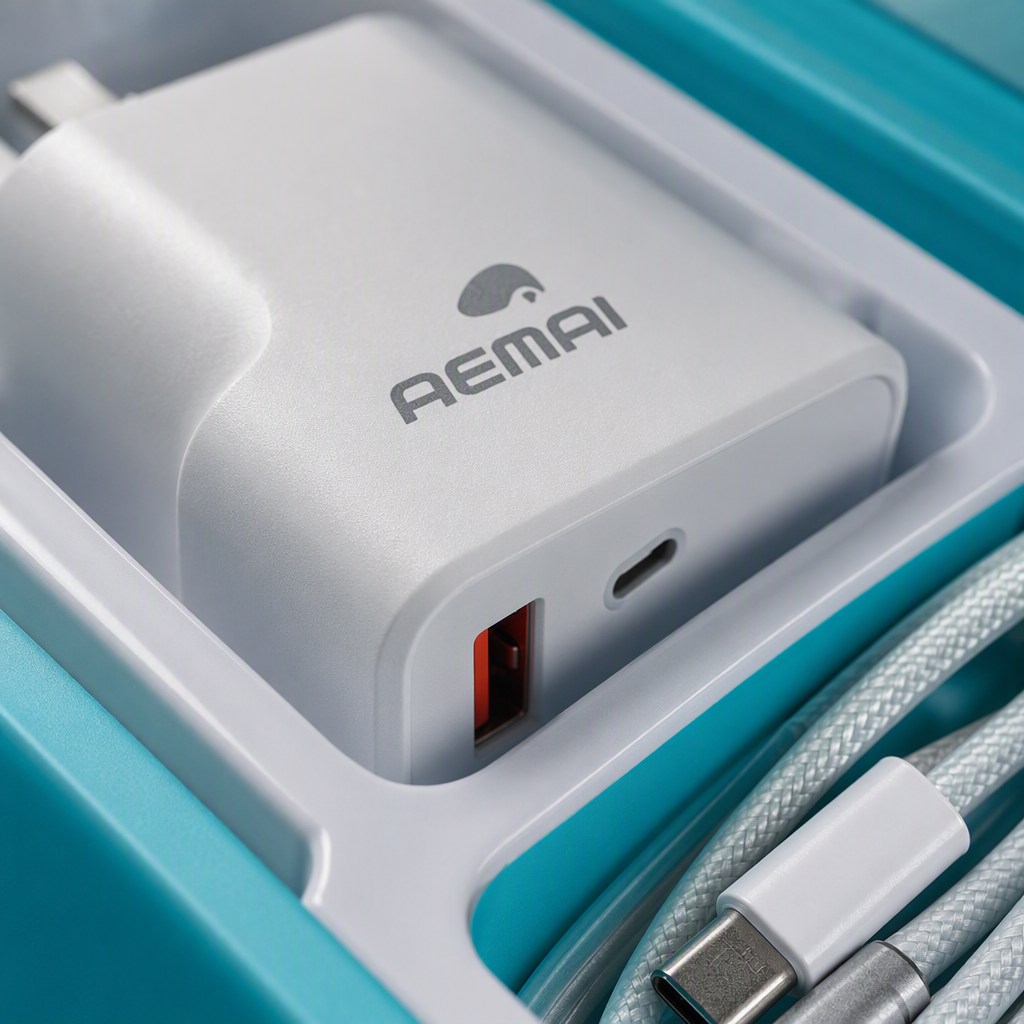 The white charger portable packaging box set, a multi-functional travel charging accessory storage box, is simple and fashionable Application Scenario