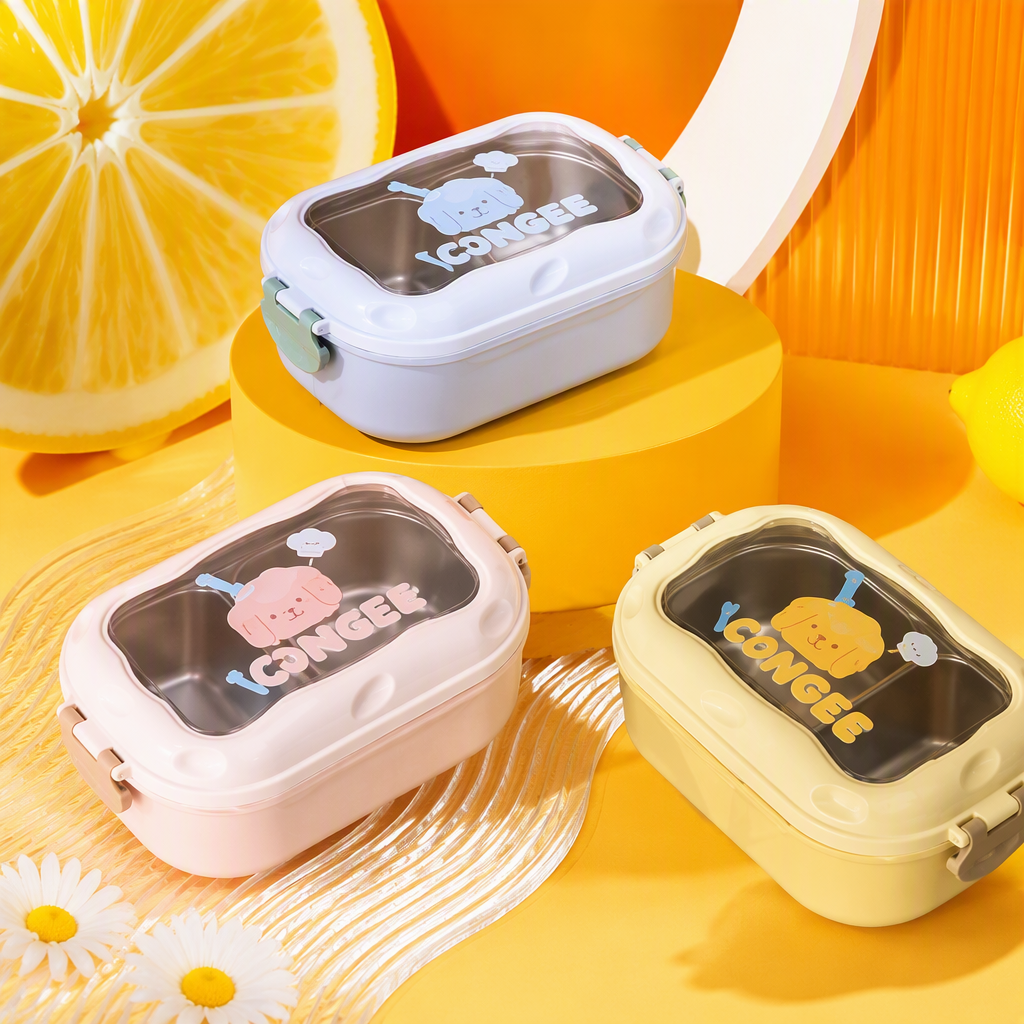 Colorful plastic lunch box, heat-resistant sealed lunch box, student portable lunch box, tableware storage box with lid Specification image