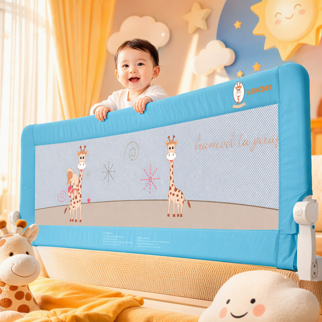 Multi-functional children's bed guardrail safety protection reminder: Prevent babies from falling during sleep. Baby bed guardrail protection details Picture