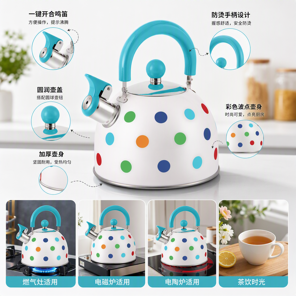 HR736-4HausRoland3L acero inoxidable tinte sonido hervidor de agua caliente hervidor de gran capacidad hervidor de inducción de gas hervidor de cocina de uso general home kitchen kettle Item Picture