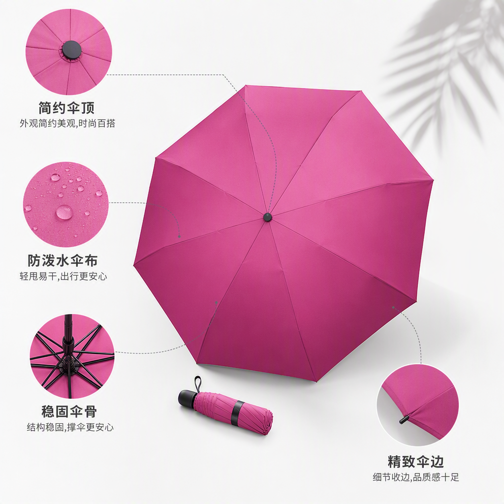 Colorful windproof and sunshade umbrella, lightweight and durable, suitable for both weather and rain, folding umbrella, rain and sun protection, portable version details Picture