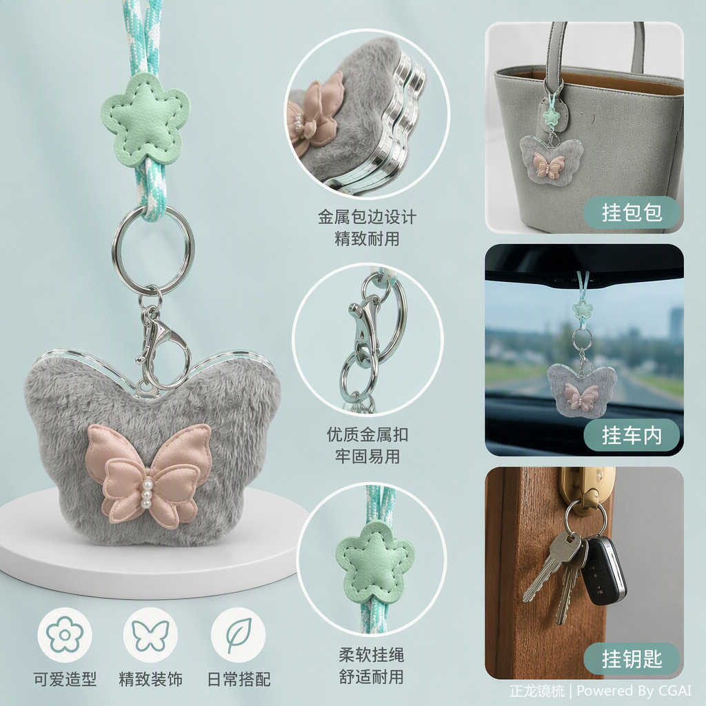 多彩蝴蝶造型钥匙扣创意个性挂件时尚潮流礼品配饰饰品详情2