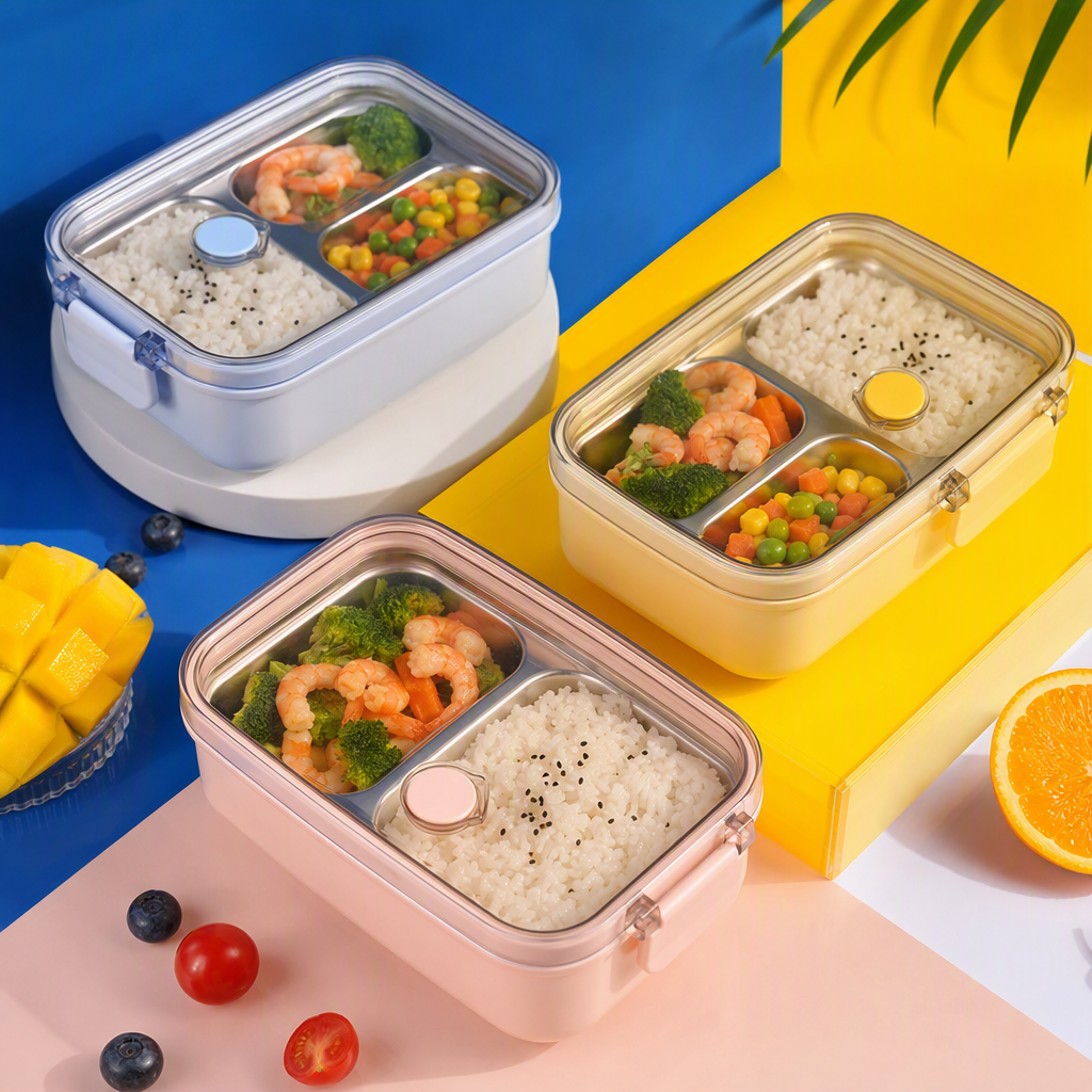 Colorful compartments portable lunch box, student lunch box, children's lunch box, plastic tableware storage box with lid, large-capacity lunch box Specification image