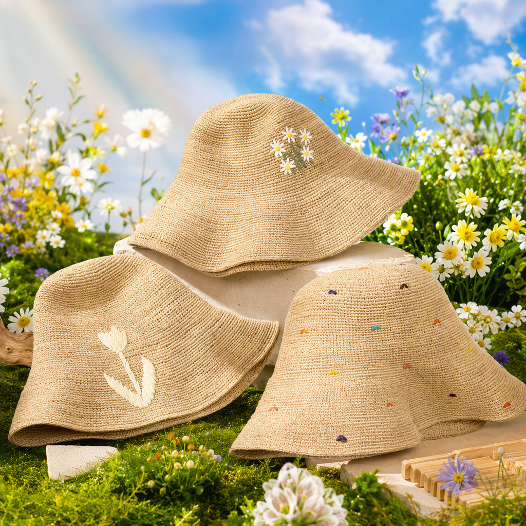 Ethnic-style hand-embroidered headscarf, colorful silk hat, sun protection and shade, casual and versatile, summer trend
