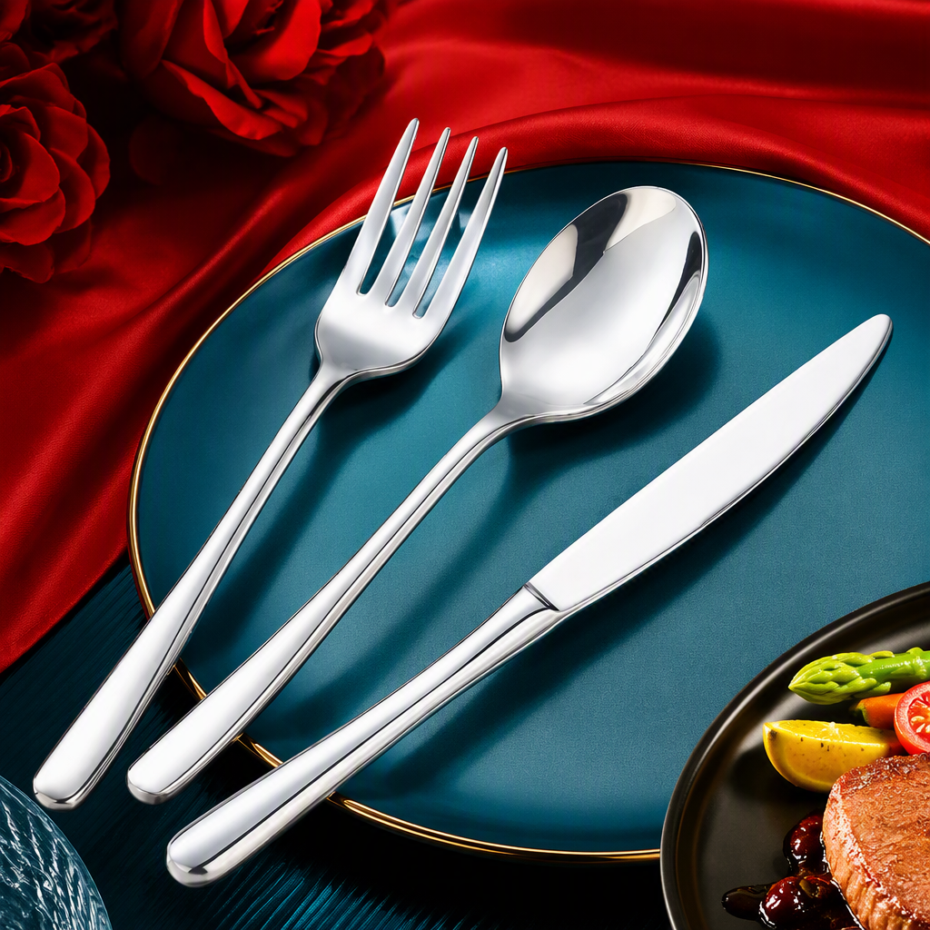 Acero inoxidable de alta calidad occidental cuchillos tenedor cuchara set vajilla simple moda hogar comedor comedor esencial Item Picture