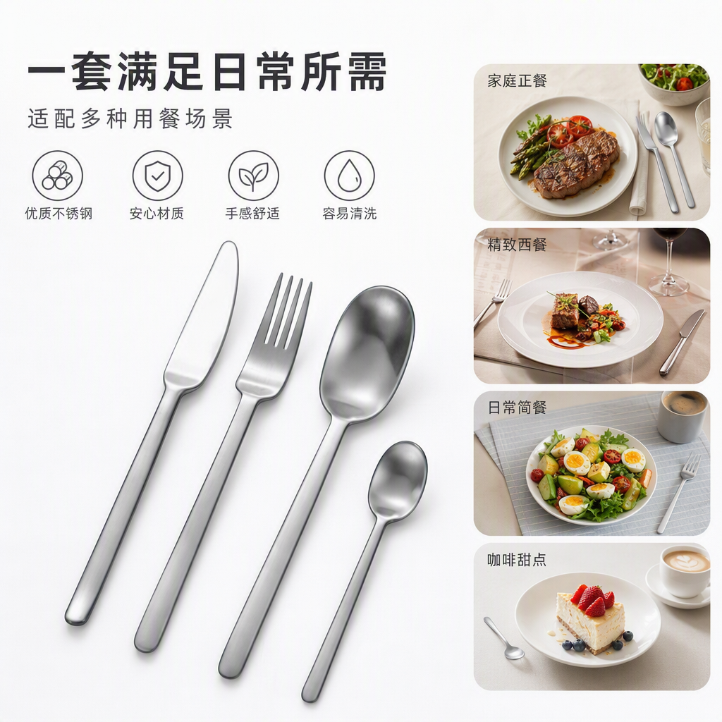 Multifuncional western food cutter tenedor cuchara set vajilla para el hogar utensilios de restaurante de estilo occidental simple moda mesa Specification image