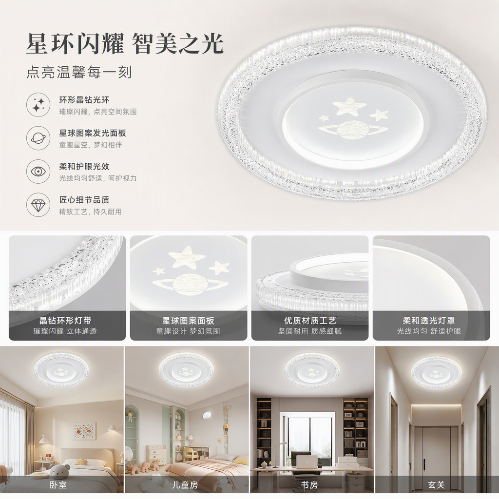 Lámpara de techo moderna y minimalista sala de estar dormitorio iluminación iluminación lámpara LED ahorro de energía cálido y brillante Item Picture