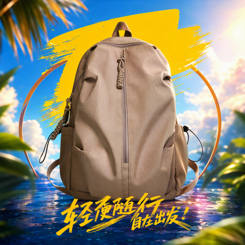 Moda versátil beige mochila mochila casual de gran capacidad bolsa de estudiante tendencia estilo simple bolsa de mujer Specification image