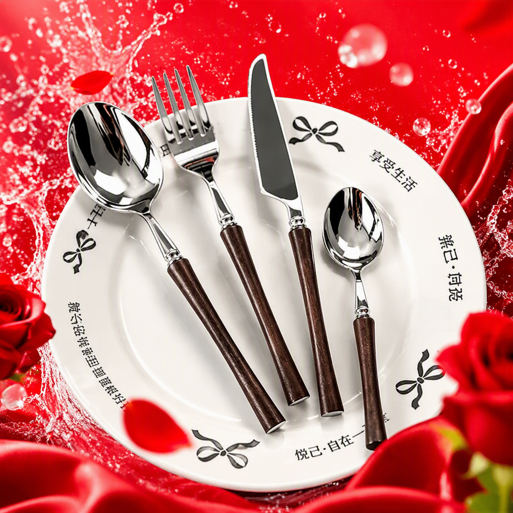 Multi-functional stainless steel tableware set, knife, fork and spoon combination, portable family dining utensils and tableware set