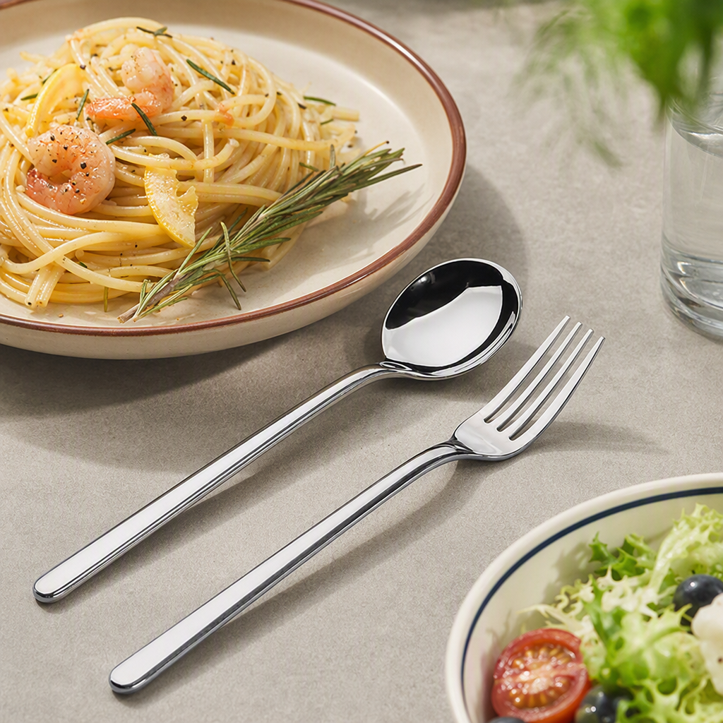 Multi-functional Western kitchen knife, fork and spoon set, household tableware, restaurant supplies, kitchen tableware combination Application Scenario