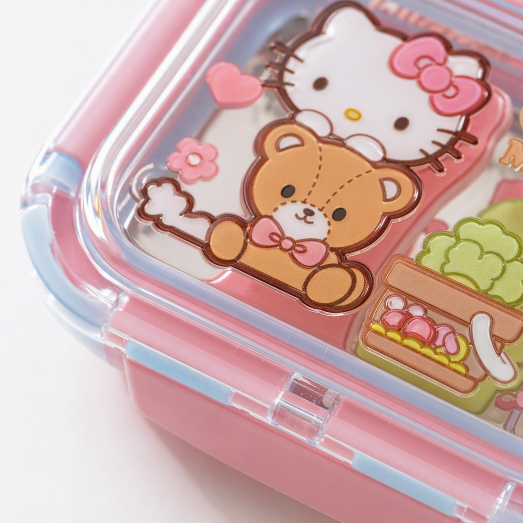 Colorful cartoon bento box, children's lunch box, cute plastic with sealed lid, student portable tableware lunch box Application Scenario