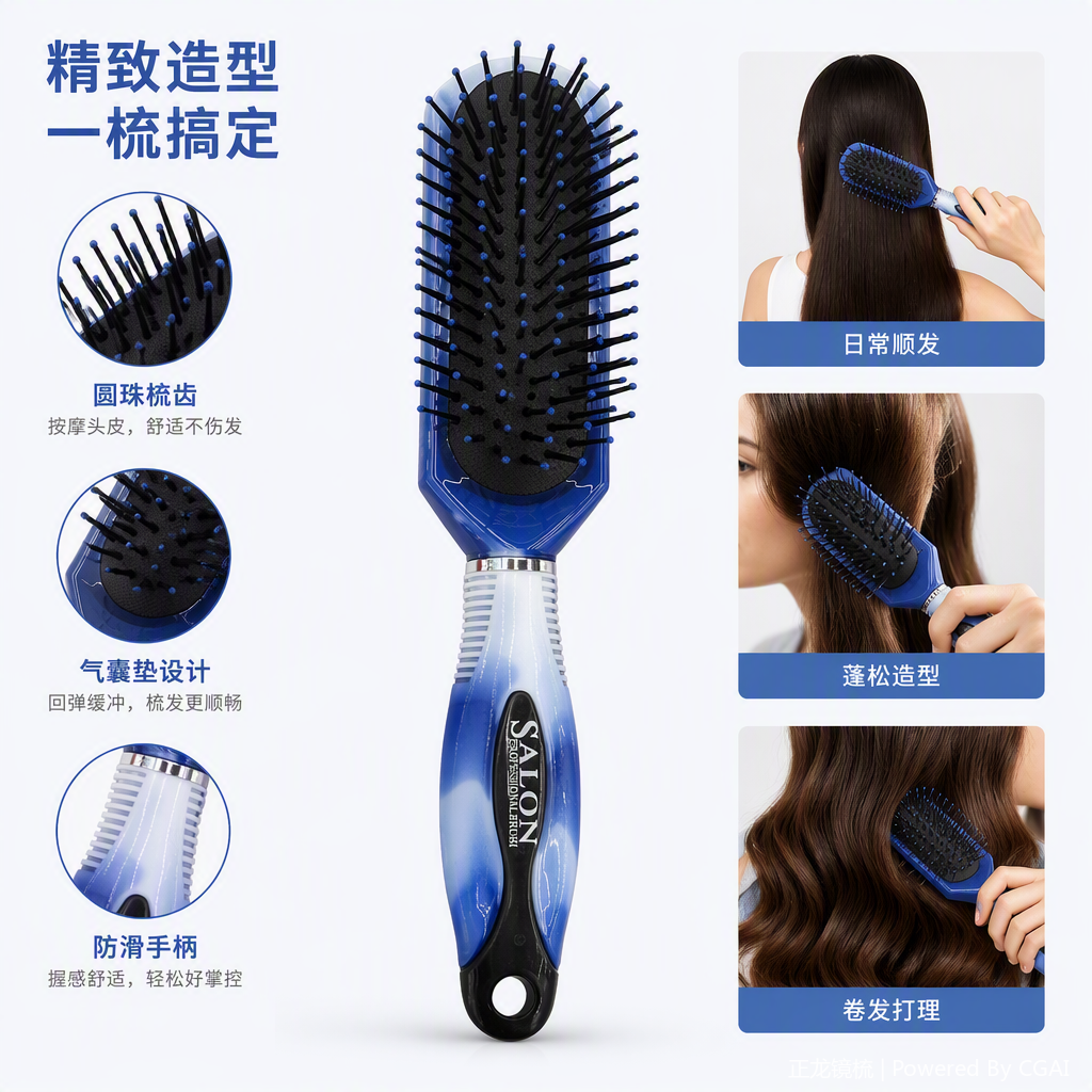 多彩塑料梳子时尚便携多功能发梳发型整理工具男女通用详情2