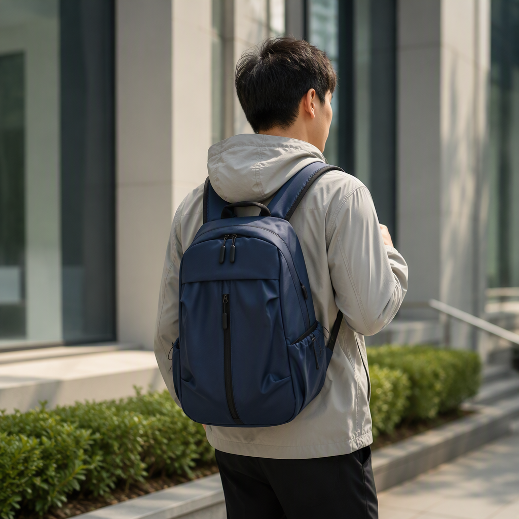 时尚休闲大容量学生背包防水蓝色潮流旅行户外运动包男女通用产品图