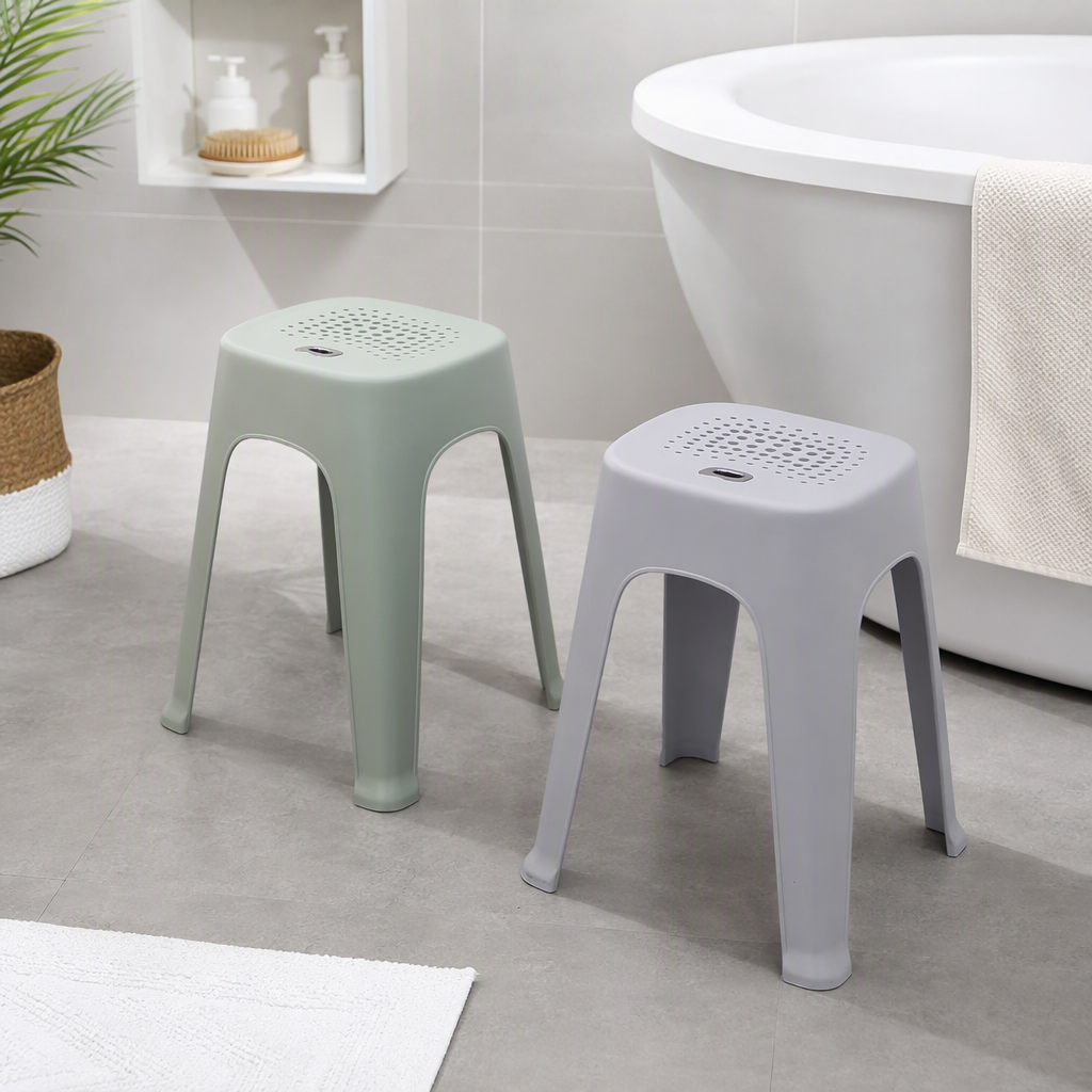 【CL】 26Q3#975 Multi-color plastic Table and Chair set, light green and gray solid wood low stool, Cyclone soft package multi-functional leisure chair details Picture
