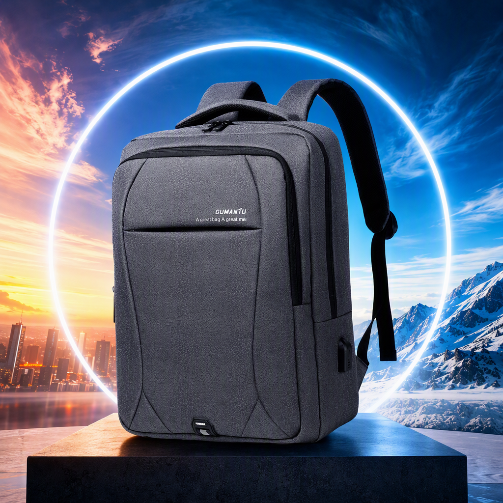 Fashionable and casual grey backpack, large-capacity student backpack, travel bag for both men and women, trendy style Specification image