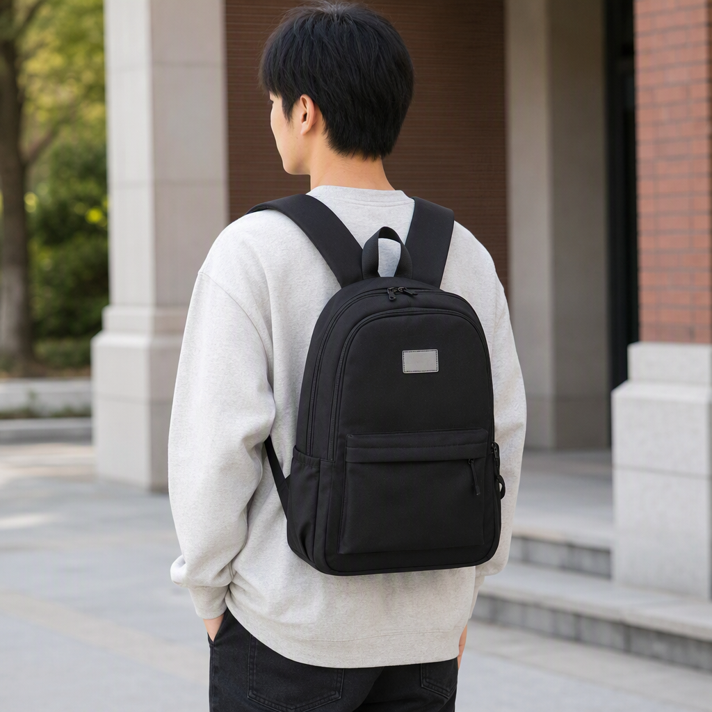 Multi-functional fashionable casual backpack, men's student travel trend black backpack, large-capacity backpack details Picture