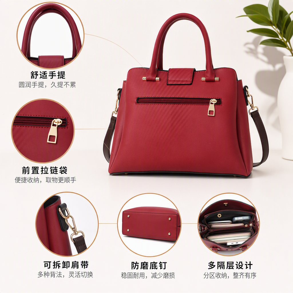 Moda bolso rojo versátil bolso de mujer bolso casual de gran capacidad tendencia bolso de hombro único bolso de mujer