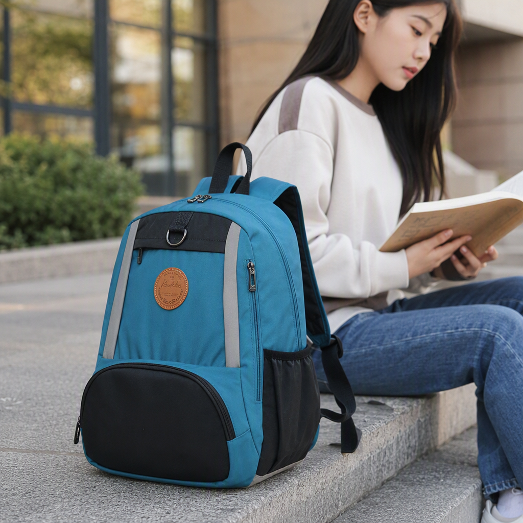 Moda casual mochila impermeable de gran capacidad mochila de estudiante mochila azul tendencia mochila deportiva versátil details Picture
