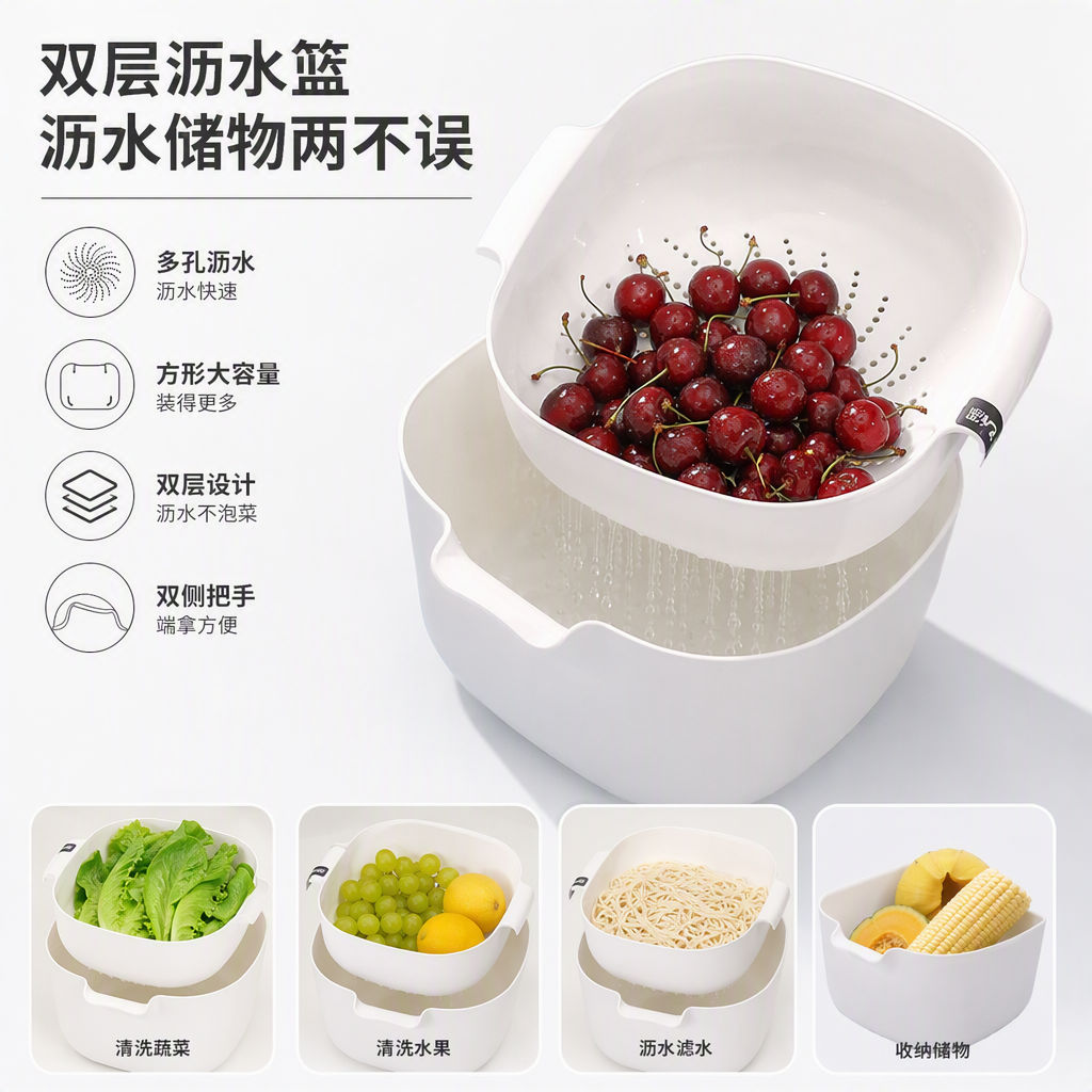 【CL】26Q3#2125 Multi-functional hanging plastic sink, draining basket, kitchen sink, storage basket, tableware storage wonder
