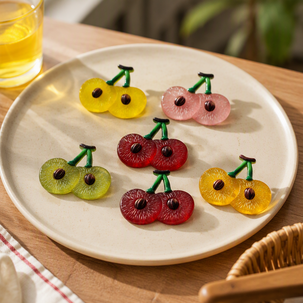 Colorful cherry-shaped magnetic stickers for wall decoration, creative home stickers, children's room background wall stickers without glue details Picture