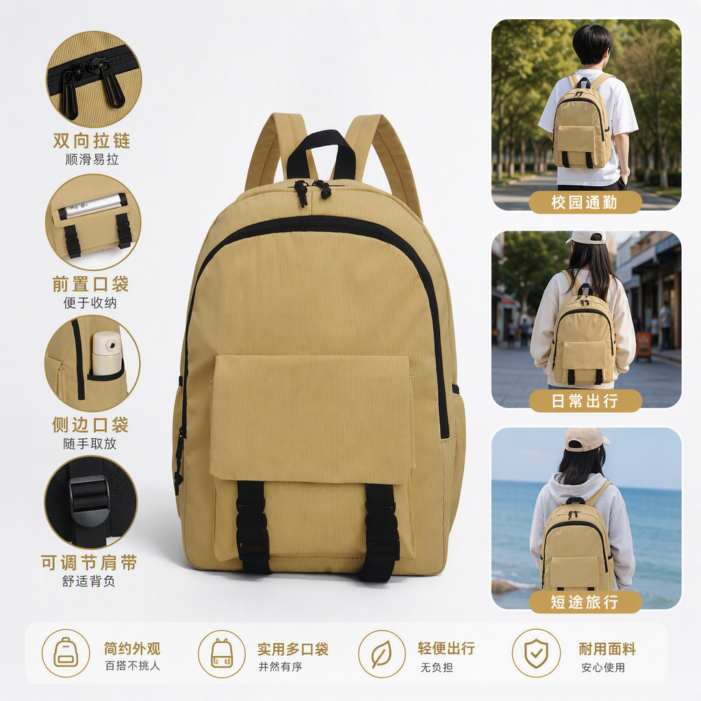 Moda versátil mochila de gran capacidad bolsa de viaje casual estudiantil portátil tendencia amarillo