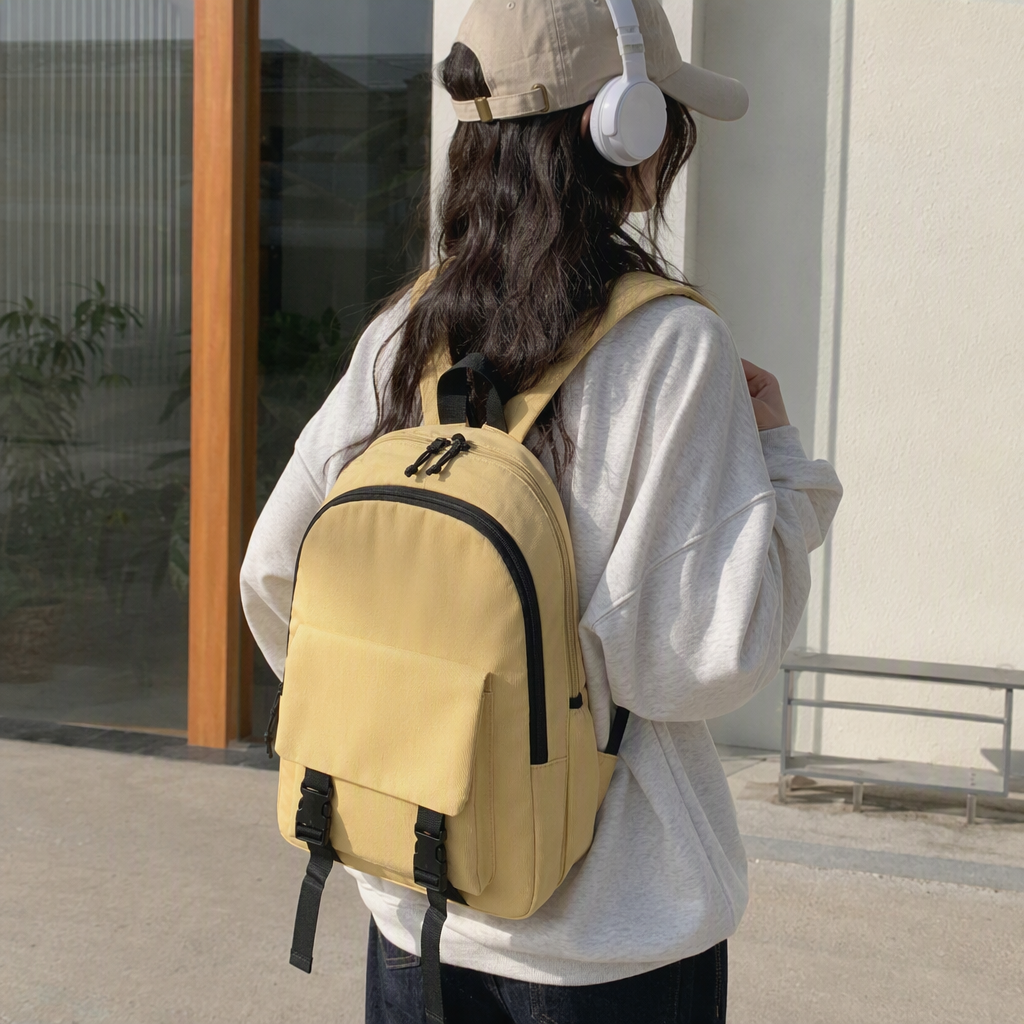 Moda versátil mochila de gran capacidad bolsa de viaje casual estudiantil portátil tendencia amarillo details Picture