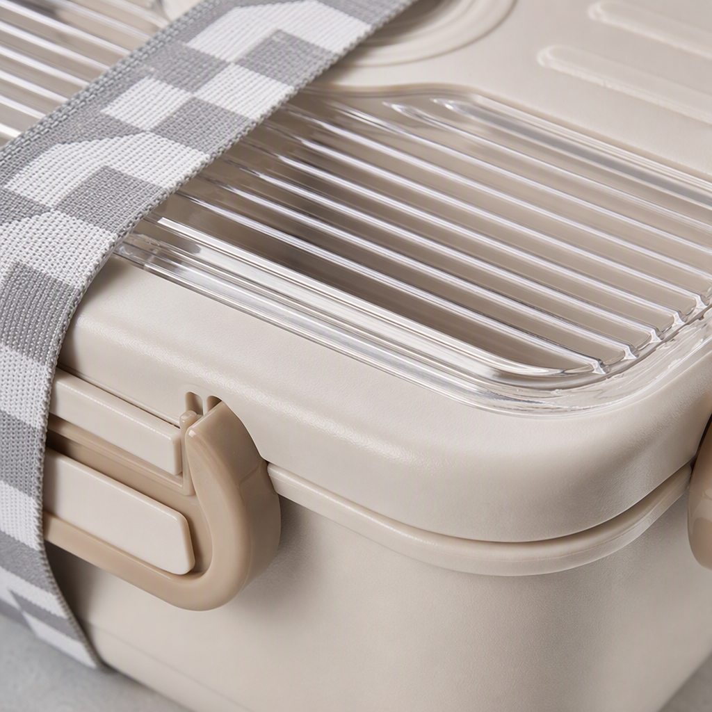 Portable insulated lunch box, large-capacity, off-white plastic lunch box, student lunch box, portable tableware with lid, durable Application Scenario