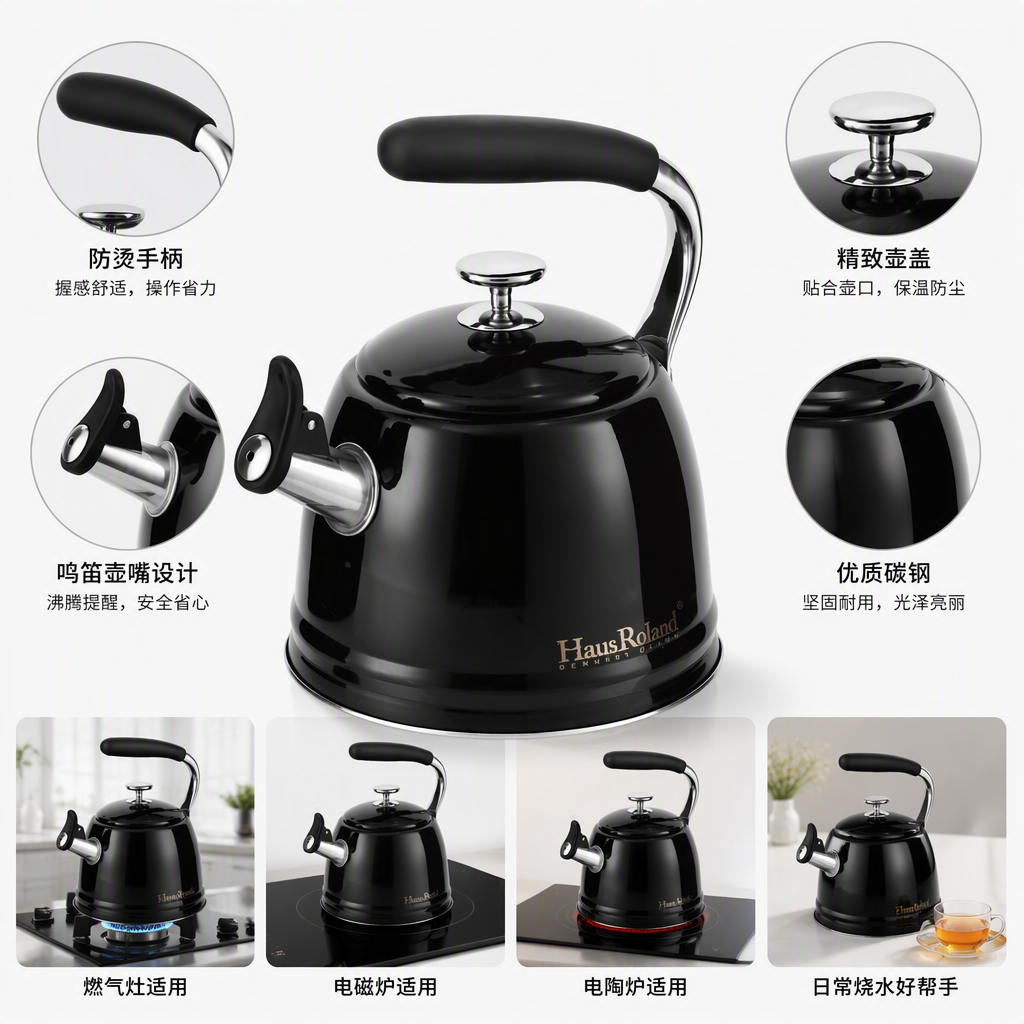 Hr7147-1haus Roland daily Necessities 3L Stainless steel sounding kettle, large-capacity boiling kettle, gas induction cooker, universal household kitchen boiling kettle details Picture