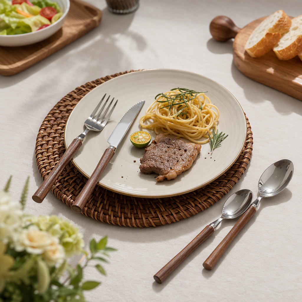 Multi-functional tableware set, stainless steel knife, fork and spoon combination, essential items for home portable dining tables