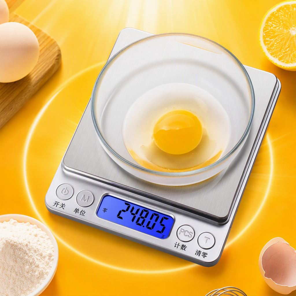 A multi-functional electronic scale with a glass bowl for holding eggs, a precise household measuring device for kitchen weighing Specification image