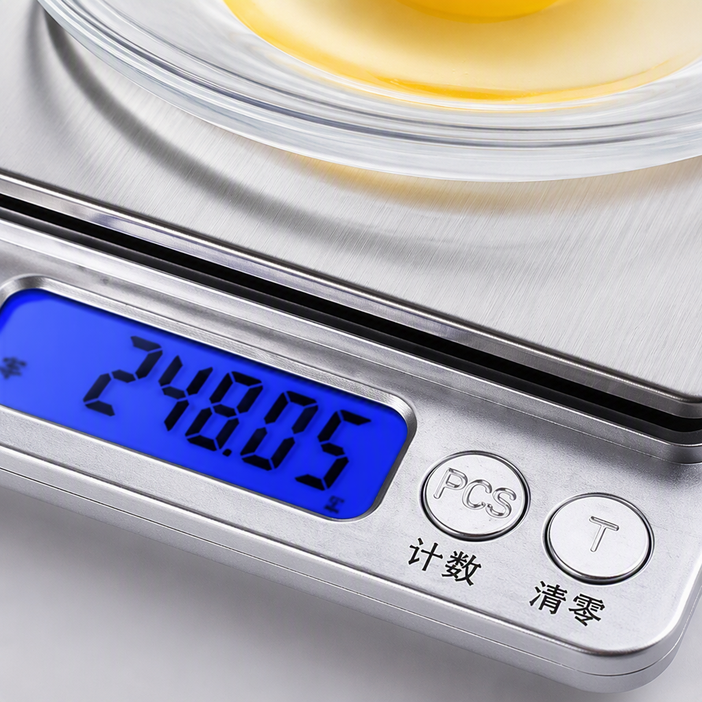 A multi-functional electronic scale with a glass bowl for holding eggs, a precise household measuring device for kitchen weighing Application Scenario