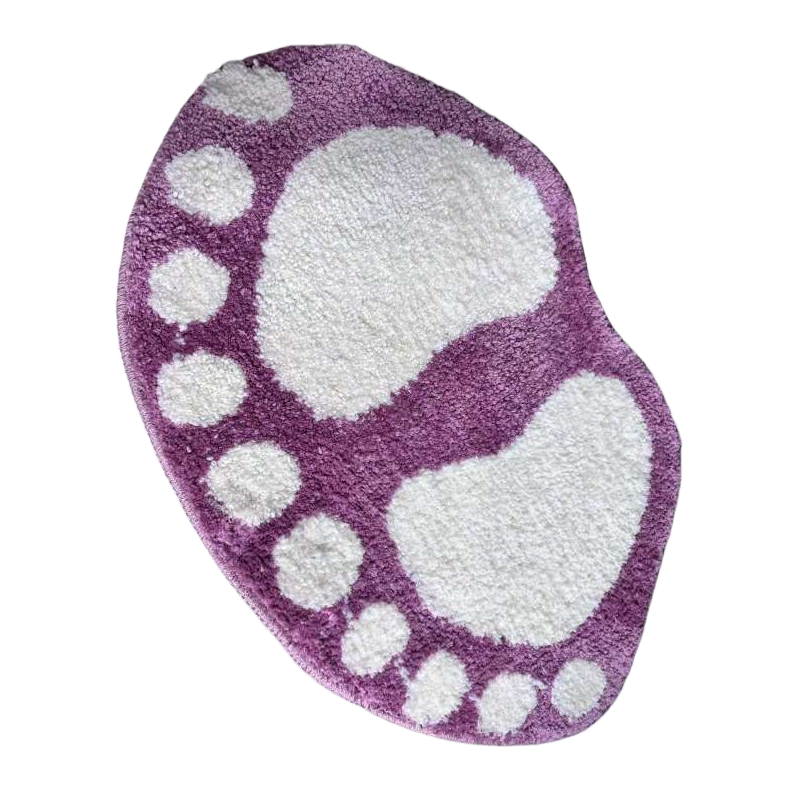 Anti-slip and wear-resistant purple footprint pattern floor mat, household living room and bedroom door mat, water-absorbing and dust-proof floor mat Item Picture