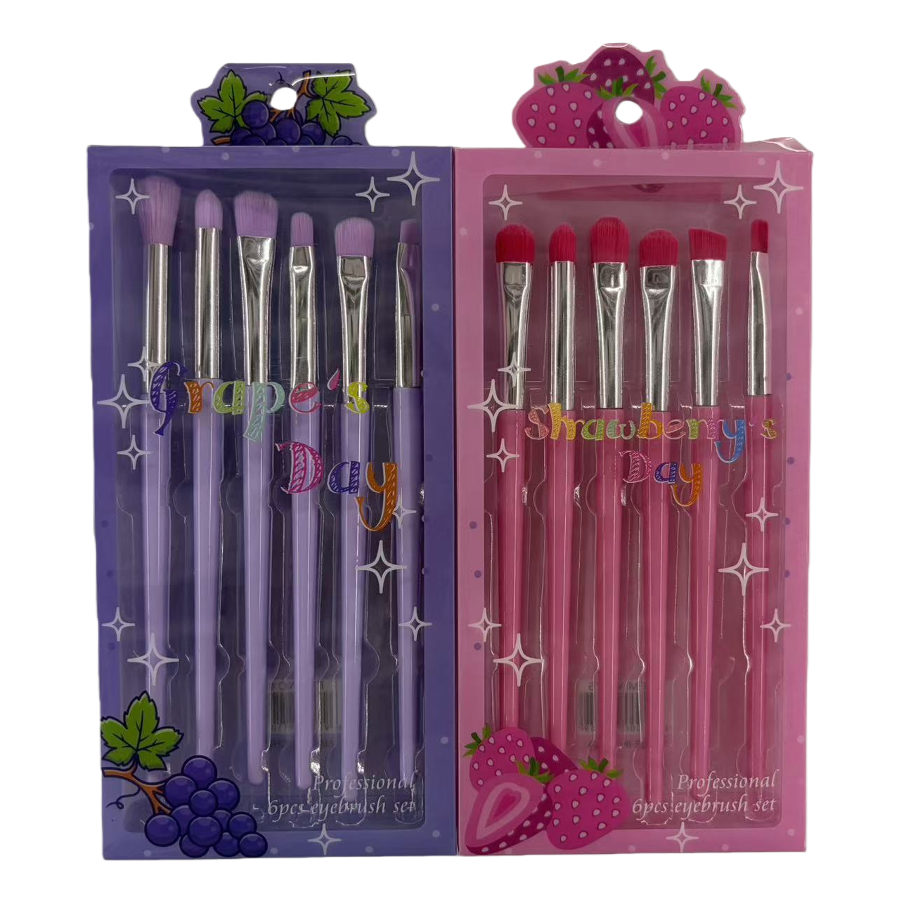 Conjunto de pinceles de sombra de ojos tema de uva púrpura conjunto de pinceles de sombra de ojos tema de fresa rosa conjunto de herramientas de maquillaje multifuncional conjunto de pinceles de maquillaje profesional Item Picture