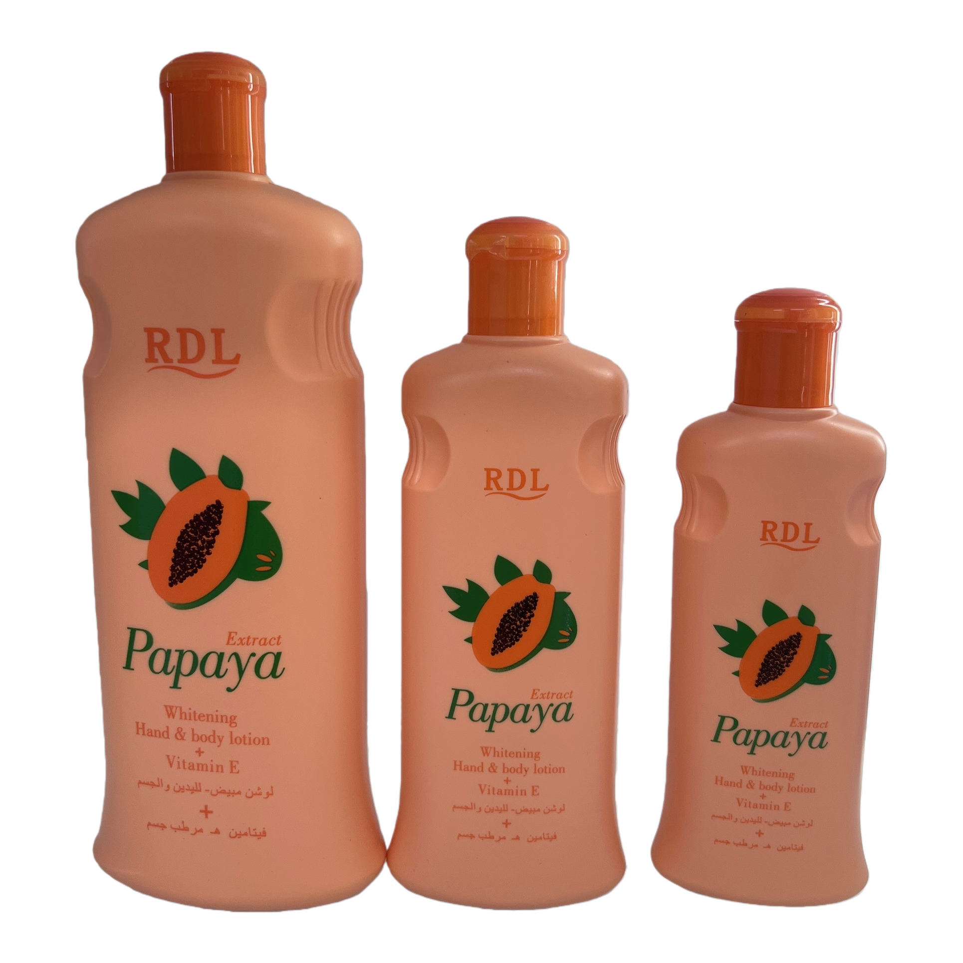 The orange bottle body lotion contains papaya extract for whitening hands, feet, moisturizing and full-body care Item Picture