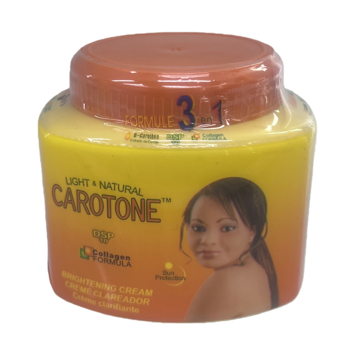 Carotone Brightening Cream with orange-yellow gradient packaging nourishes the skin, brightens the complexion and moisturizes the skin in a canned skincare product Item Picture