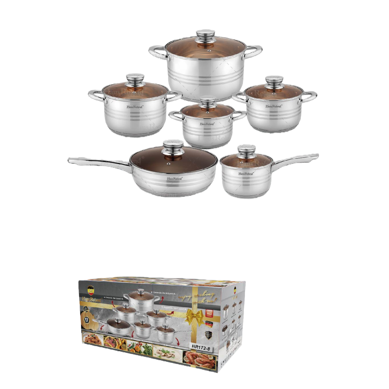 Multi-functional kitchen cookware set, household soup and stew pot, wok combination cookware, kitchenware supplies HR172-8