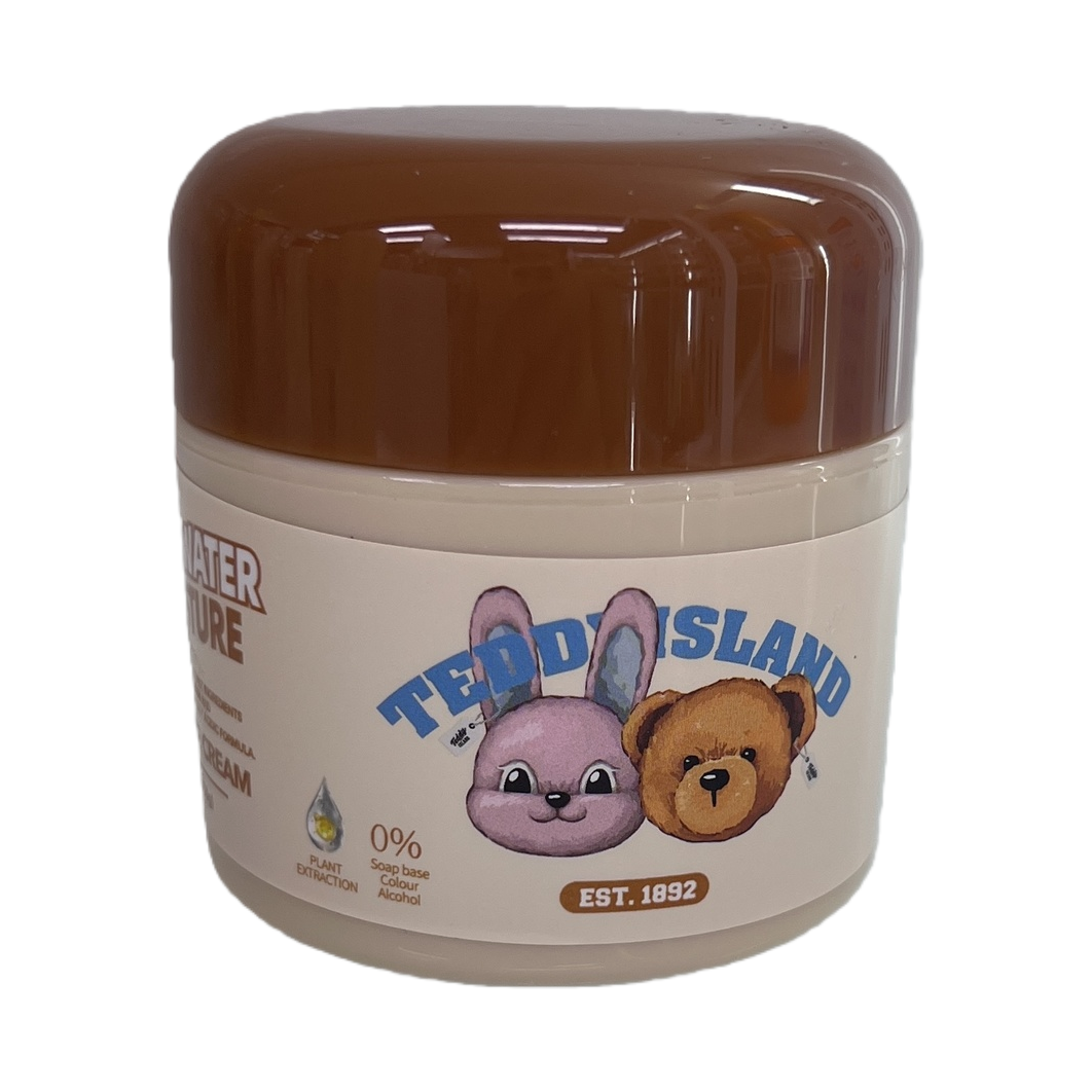 Teddy Island Moisturizing Cream, with a beige can and cartoon patterns of rabbits and bears, is suitable for moisturizing and nourishing the skin Item Picture