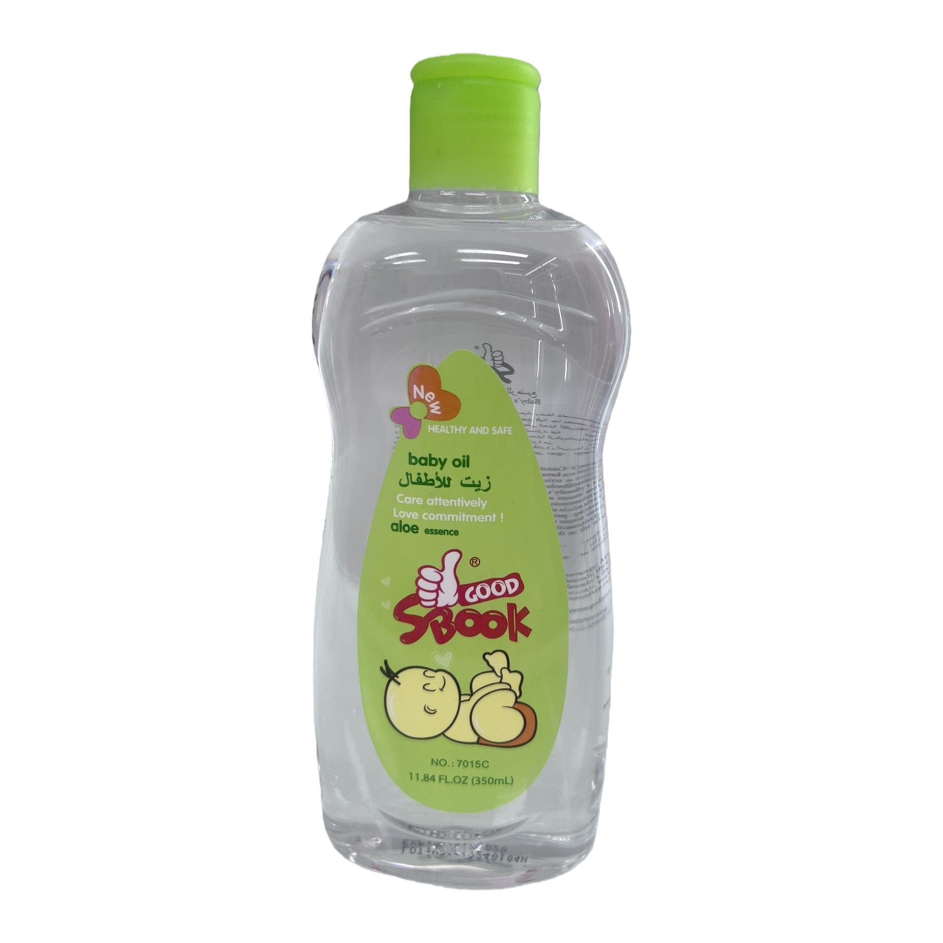Baby moisturizing oil, with a green cap and transparent body, is a gentle and nourishing special care product for infants and toddlers Item Picture