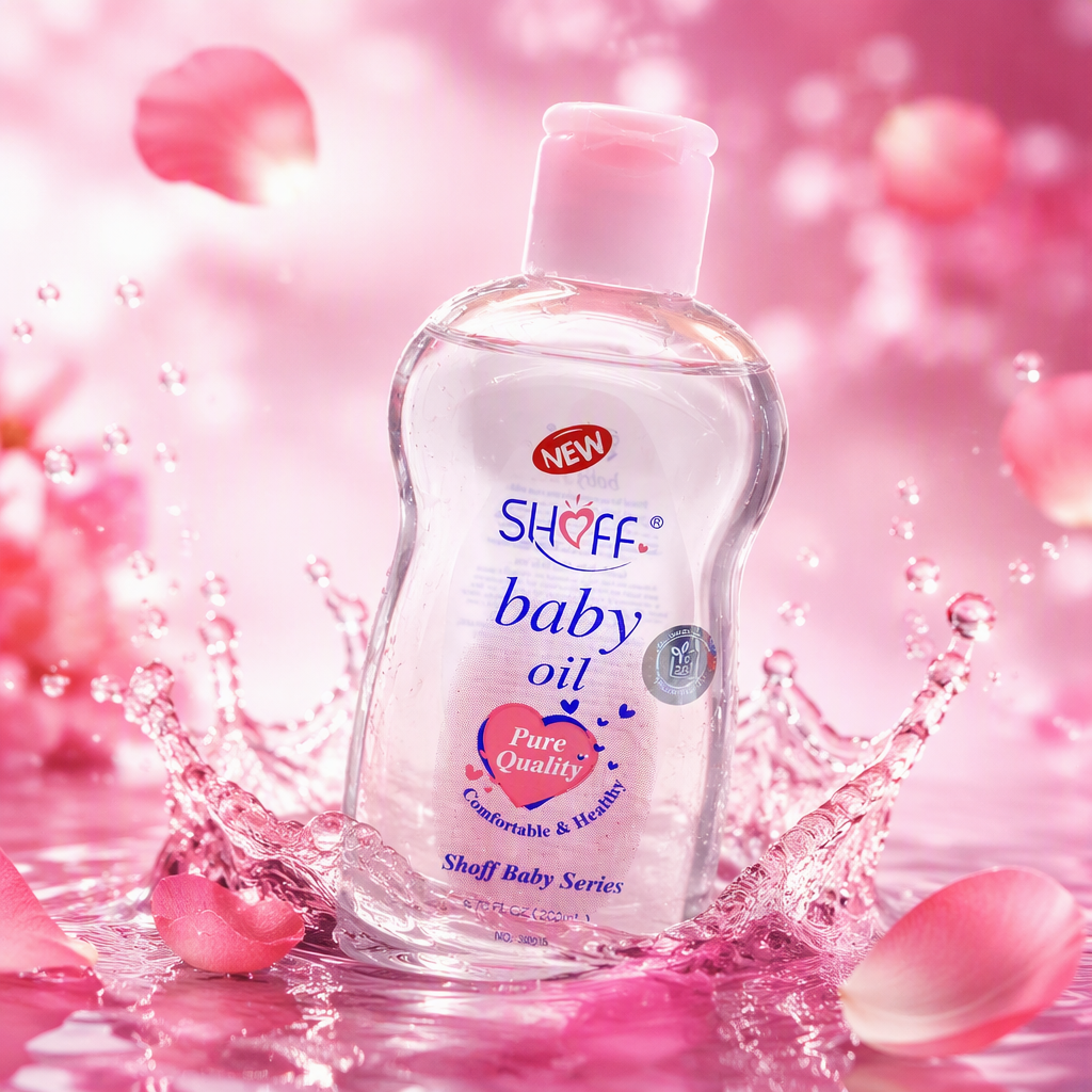 Baby moisturizing oil, transparent plastic bottle, pink cap, soft and moisturizing, suitable for newborn care, comfortable experience Specification image