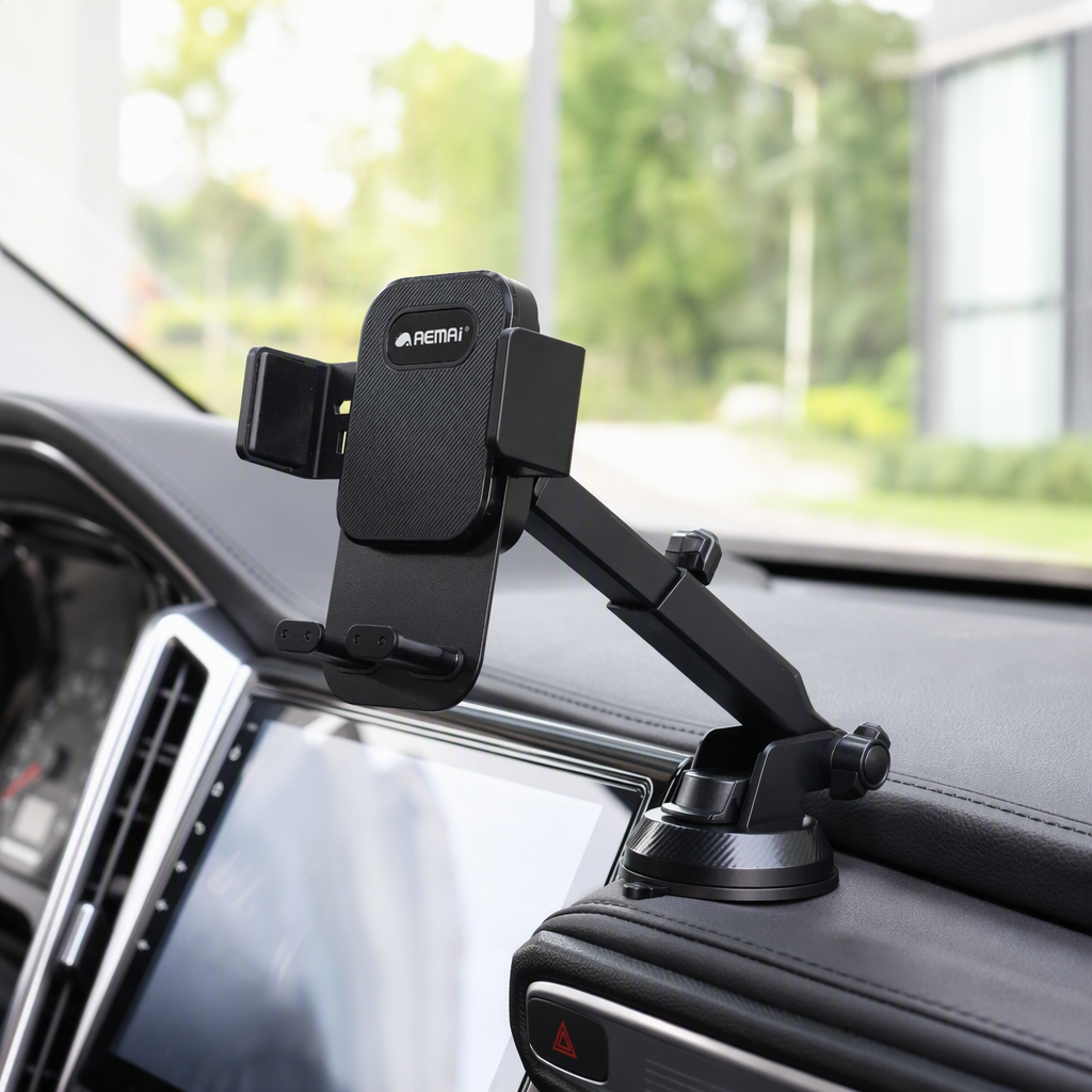 The multi-functional black car phone stand, car navigation stand, and air outlet clamping type are simple, convenient and durable details Picture