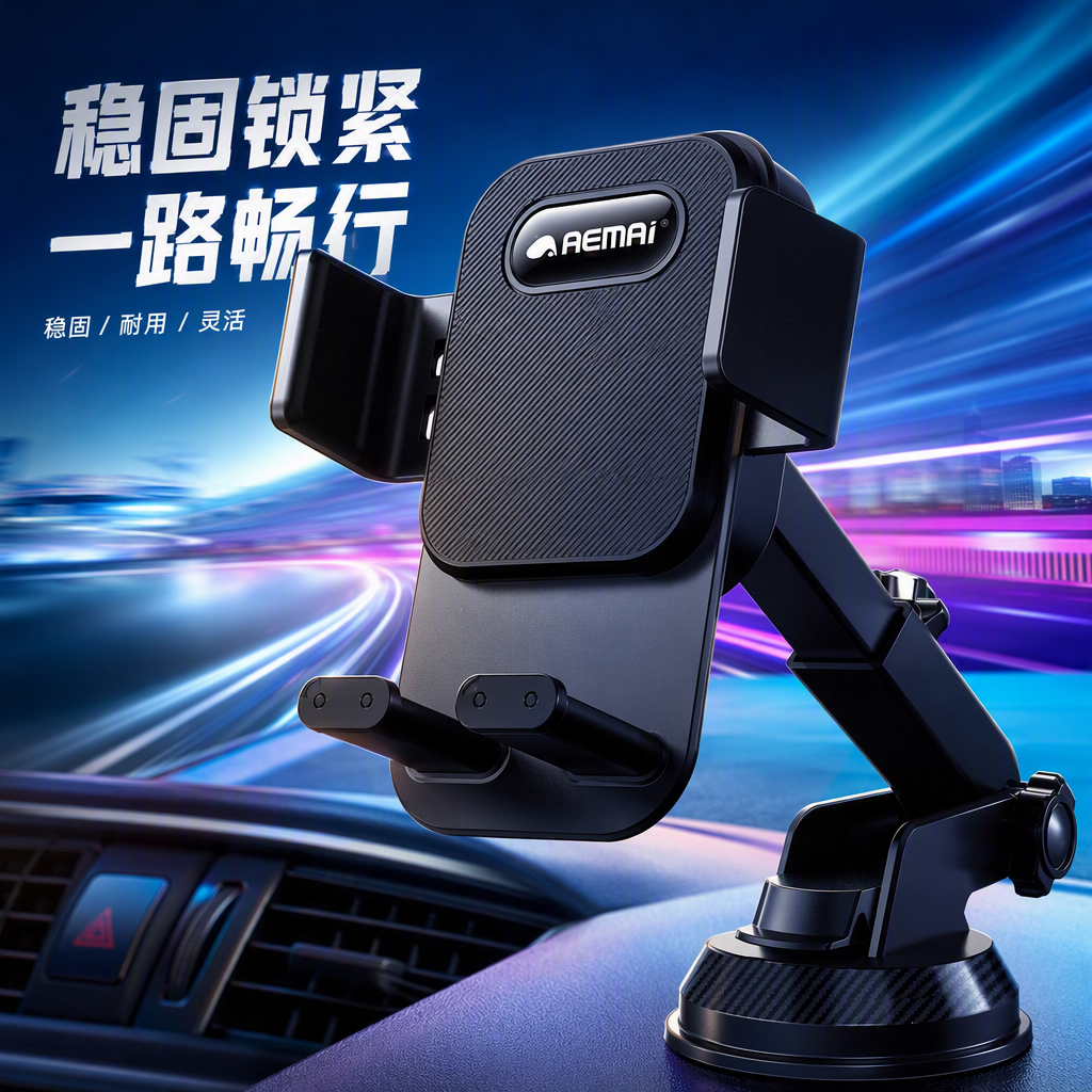 The multi-functional black car phone stand, car navigation stand, and air outlet clamping type are simple, convenient and durable Specification image