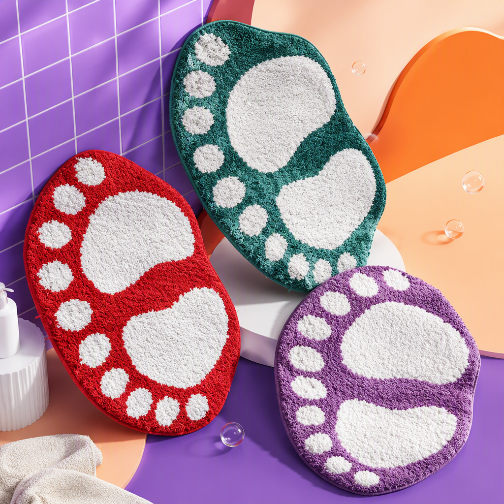 Anti-slip and wear-resistant purple footprint pattern floor mat, household living room and bedroom door mat, water-absorbing and dust-proof floor mat Specification image