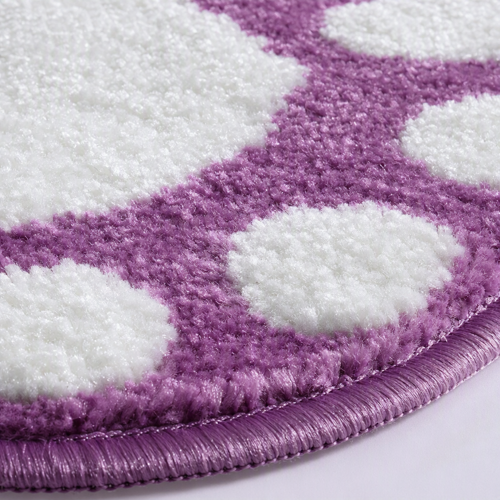 Anti-slip and wear-resistant purple footprint pattern floor mat, household living room and bedroom door mat, water-absorbing and dust-proof floor mat Application Scenario