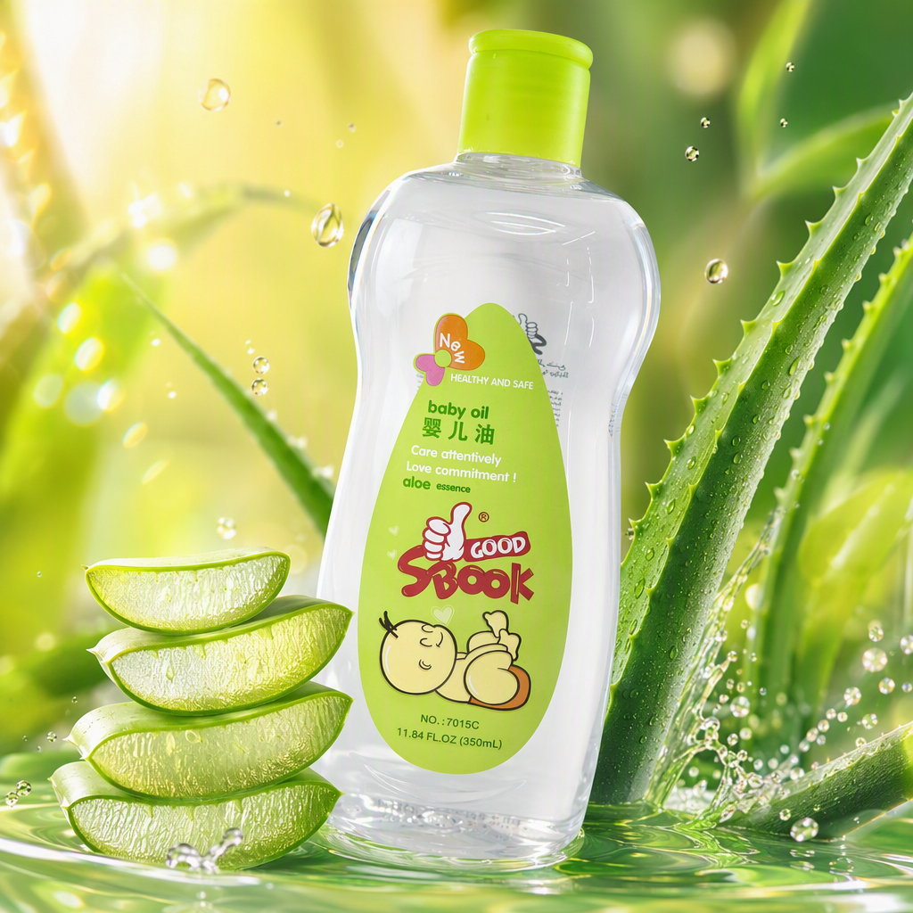 Baby moisturizing oil, with a green cap and transparent body, is a gentle and nourishing special care product for infants and toddlers Specification image