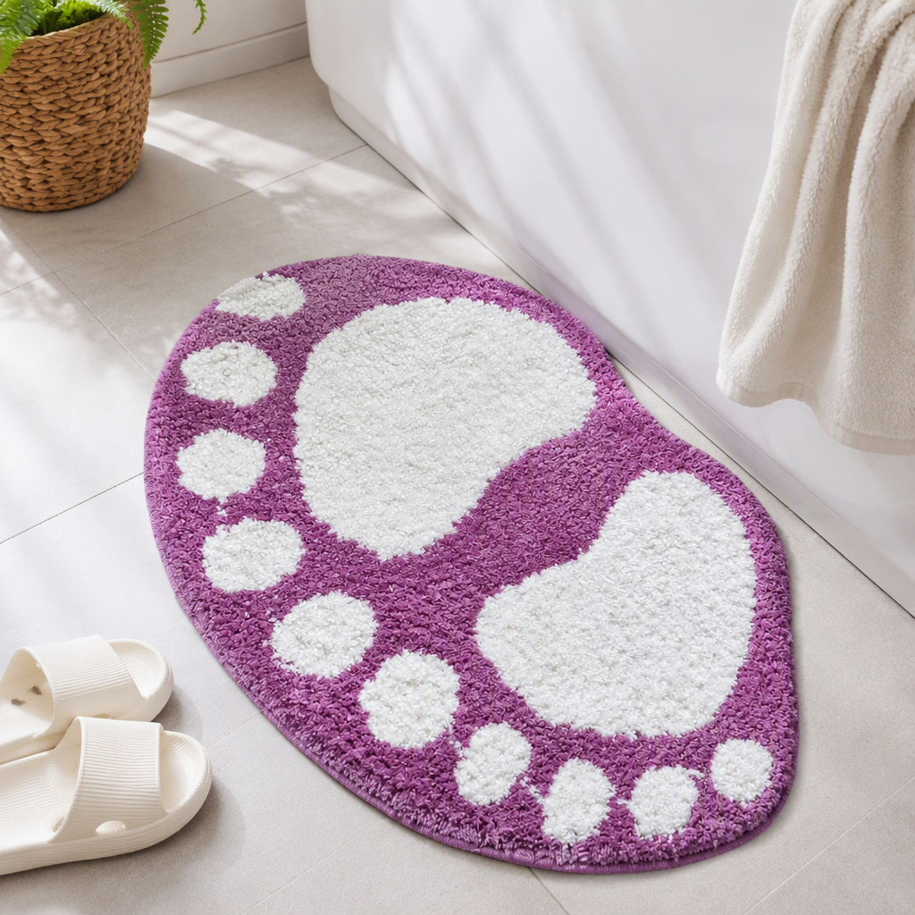 Anti-slip and wear-resistant purple footprint pattern floor mat for home kitchen and bathroom dust-proof door mat details Picture