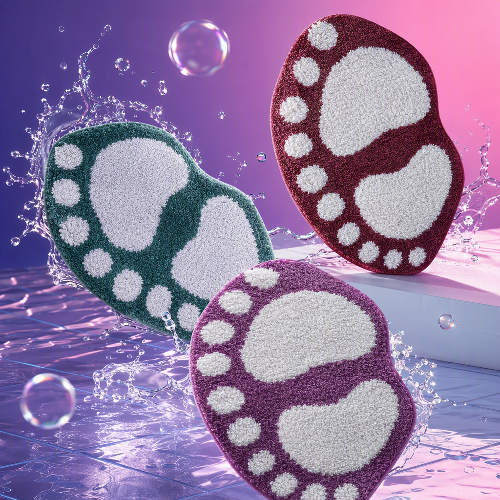 Anti-slip and wear-resistant purple footprint pattern floor mat for home kitchen and bathroom dust-proof door mat Specification image