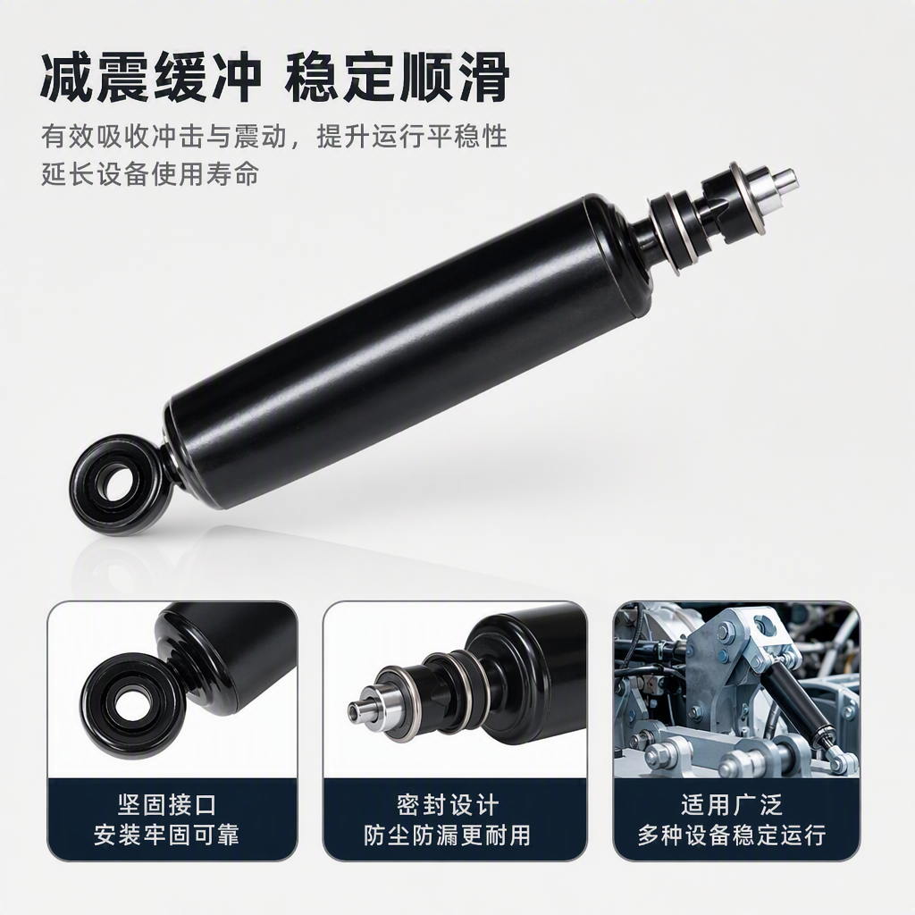 High-performance black shock absorbers for automotive suspension shock absorbers and shock absorption system accessories are durable and corrosion-resistant