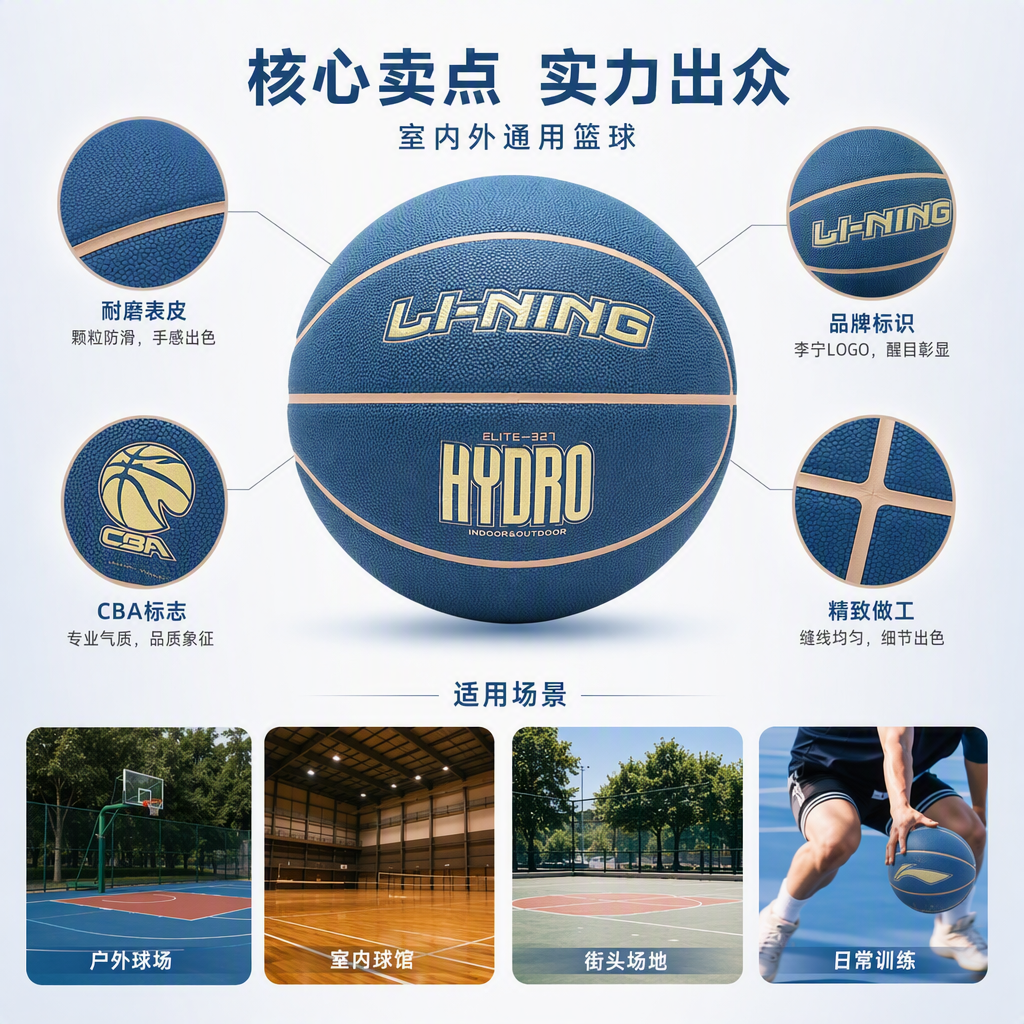 LBQK927-2李宁7号精英吸湿比赛篮球彩色版详情2