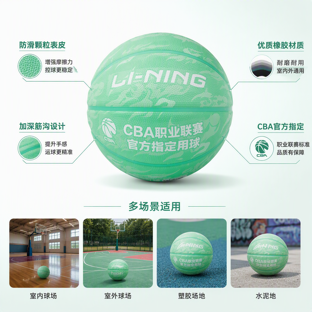LBQK617-2李宁7号CBA经典橡胶篮球详情2